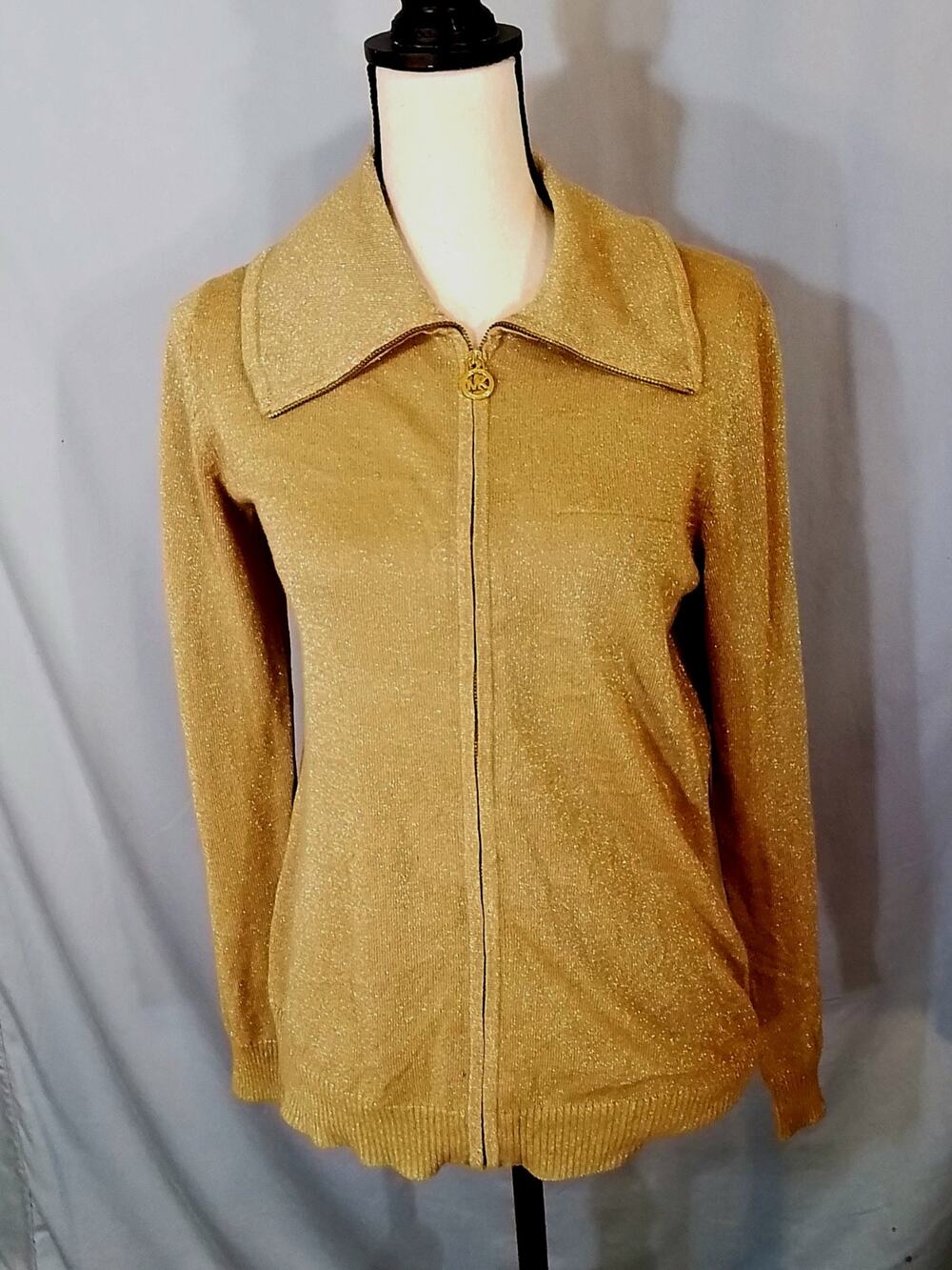 Michael (Michael Kors); Tan sweater with golden sparkles